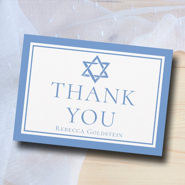 Light Blue Star of David Bat mitzvah Tack Kort (Skapare uppladdad)