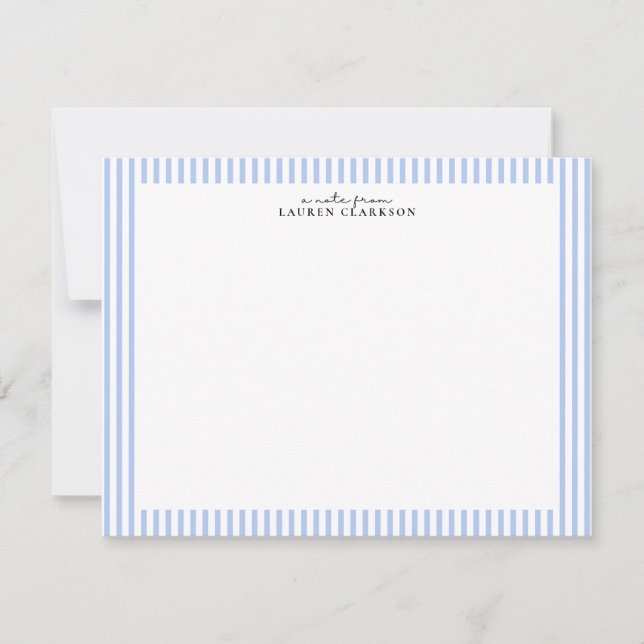 Light Blue Stripe Border Note Card Inbjudningar (Framsida)
