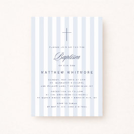 Light Blue Striped Boy Baptism Invitation Inbjudningar