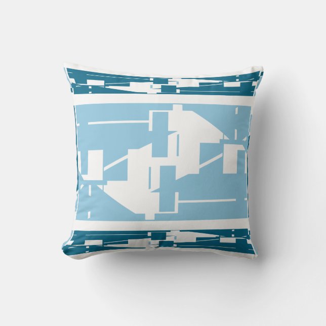 Light Blue Teal Classic Mediterranean Mosaic Kudde (Framsida)