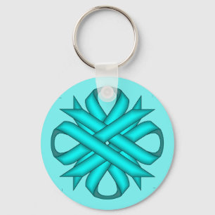 Light Blue / Teal Klöver Ribbon av Kenneth Yoncich Nyckelring