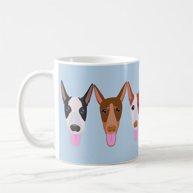 Light Blue Tecknad Podenco Hund Ansikte Kaffemugg (Vänster)