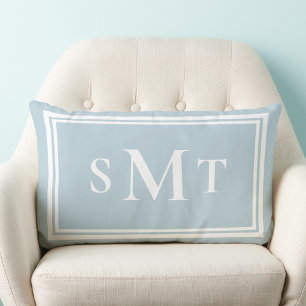 Light Blue Three Brev Monogram Lumbarkudde