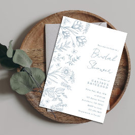 Light Blue Toile Bridal Shower Invitation Inbjudningar