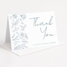 Light Blue Toile Bridal Shower Thank You Card