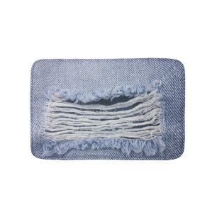 Light Blue Torn Jeans Struktur Badrumsmatta