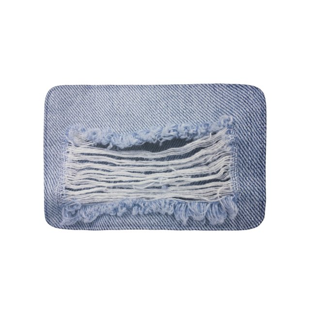 Light Blue Torn Jeans Struktur Badrumsmatta (Framsidan)