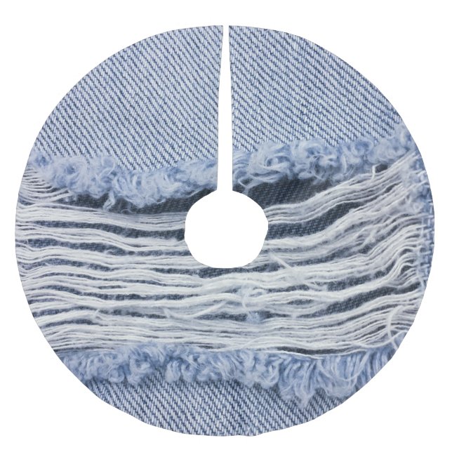 Light Blue Torn Jeans Struktur Julgransmatta Borstad Polyester (Framsidan)