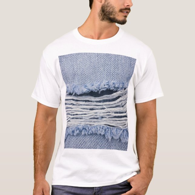 Light Blue Torn Jeans Struktur T Shirt (Framsida)
