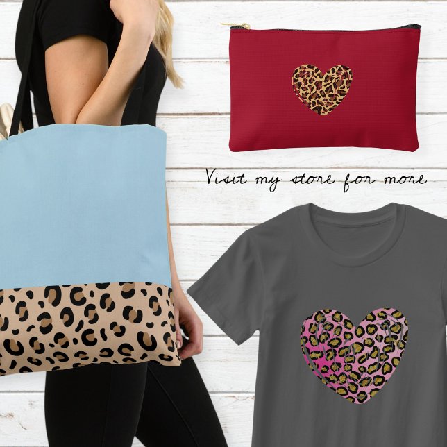 Light blue tote bag / Bag with leopard trim Tygkasse (Skapare uppladdad)