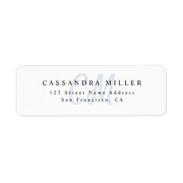Light Blue Two Brev Monogram Namn Returadress Etikett