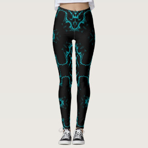 Light Blue w/Black Kaleidoscope Mönster #1 Leggings