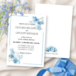 Light Blue Watercolor Botanical Floral Wedding Inbjudningar