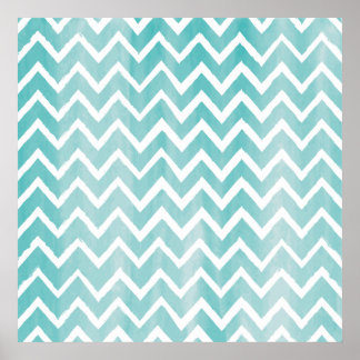 Light Blue Watercolor Chevron Mönster Poster