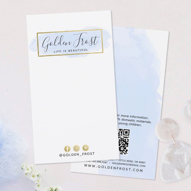 Light Blue Watercolor Guld Earring Jewelry Visning Visitkort (Skapare uppladdad)