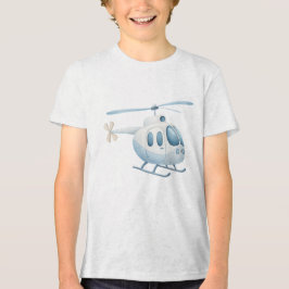 Light Blue Watercolor Modern Helicopter T Shirt
