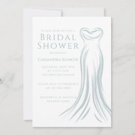 Light Blue Wedding Dress Bridal Shower Invitation Inbjudningar