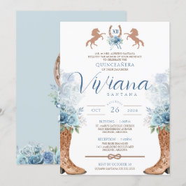 Light Blue Western Charra Quinceanera Inbjudningar