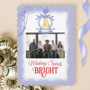 Light Blue, White Company Logotyp, julfoto Julkort