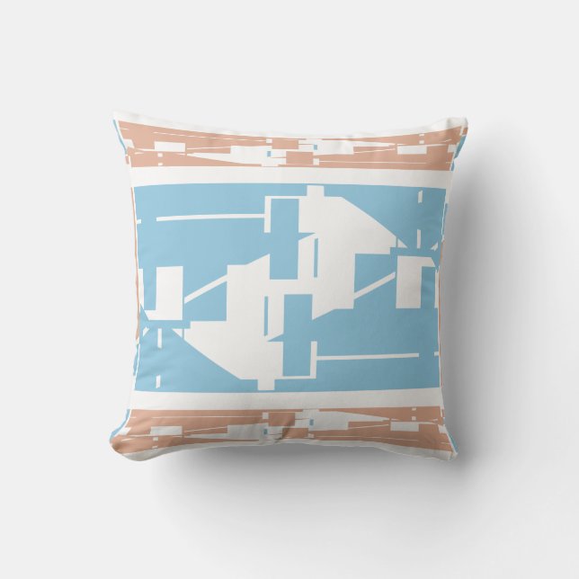 Light Blue White Coral Mediterranean Mosaic Motif Kudde (Framsida)