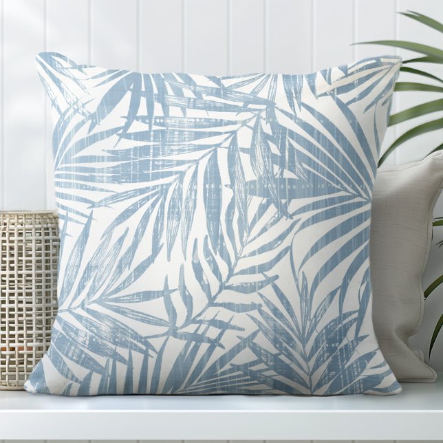 Light Blue & White Handflatan Löv Dekorativ kudde (Skapare uppladdad)