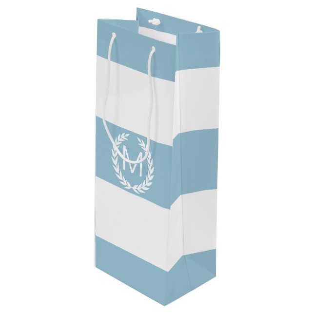 Light Blue & White Wide Rand med Monogram (Framsidan Vinklad)