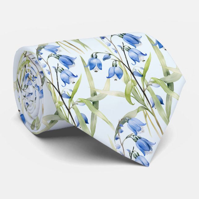 Light Blue Wildblommor Neck Tie Slips (Rullad)
