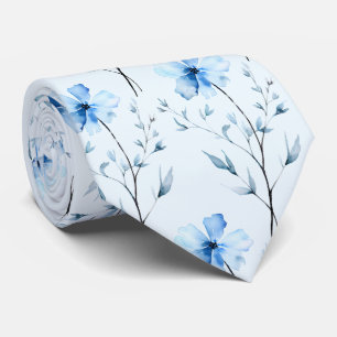 Light Blue Wildblommor Neck Tie Slips