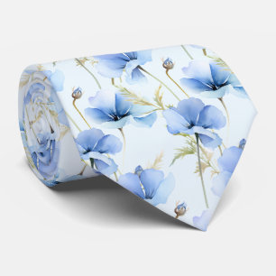 Light Blue Wildblommor Neck Tie Slips
