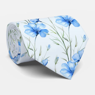 Light Blue Wildblommor Neck Tie Slips