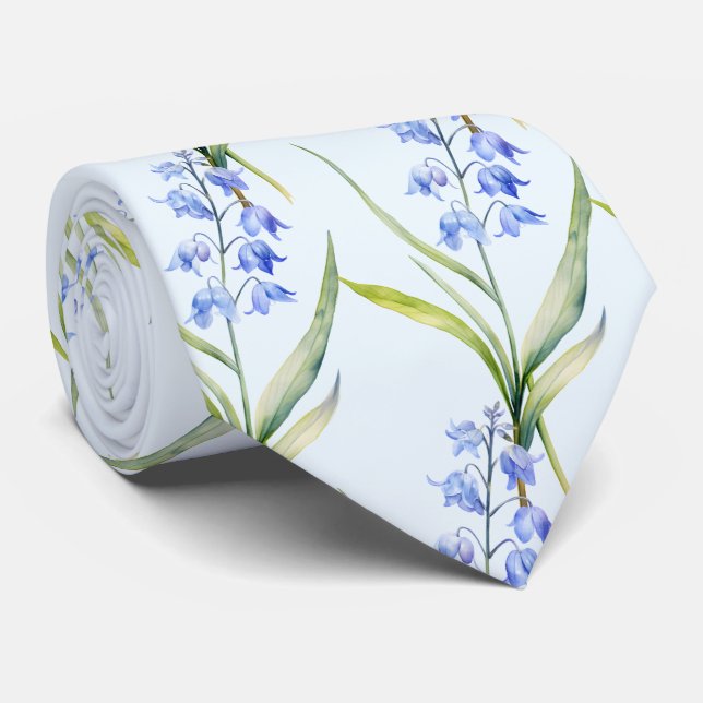 Light Blue Wildblommor Neck Tie Slips (Rullad)
