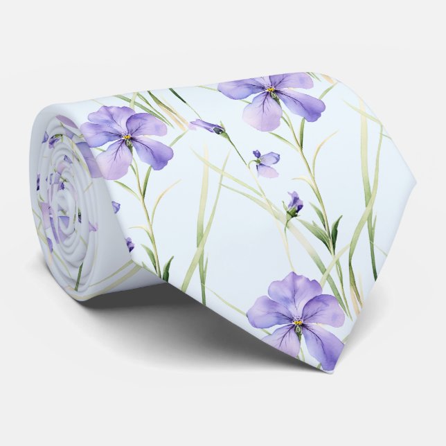 Light Blue Wildblommor Neck Tie Slips (Rullad)