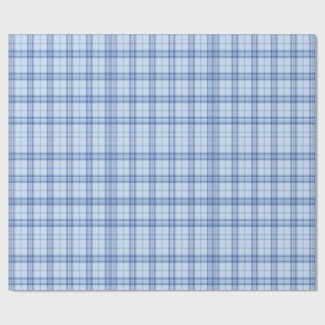 Light Blue Windowpane Plaid Presentpapper (Platt)