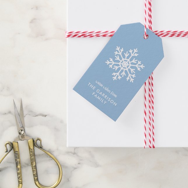 Light Blue Winter Snowflake Helgdag Presentetikett (Skapare uppladdad)