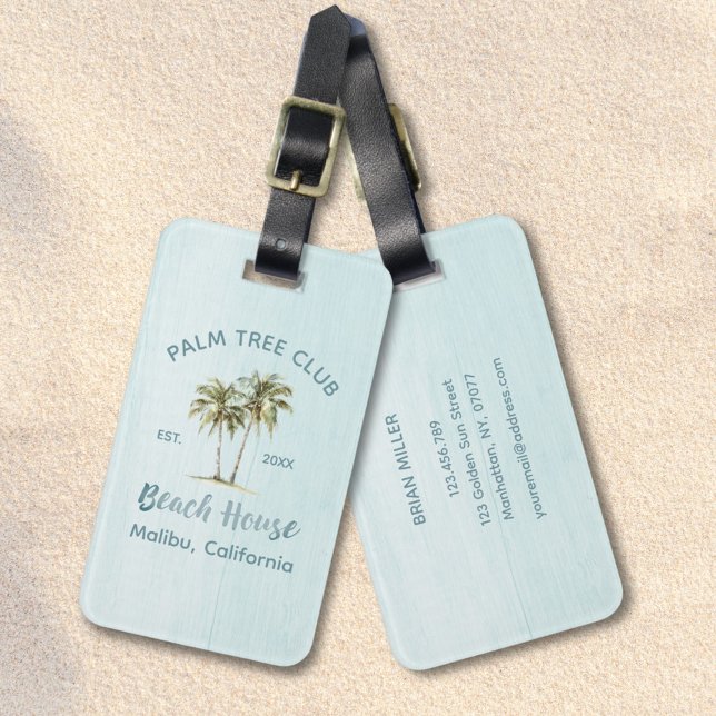 Light Blue Wood Coconut Handflatan Träd Bagagebricka (In situ)