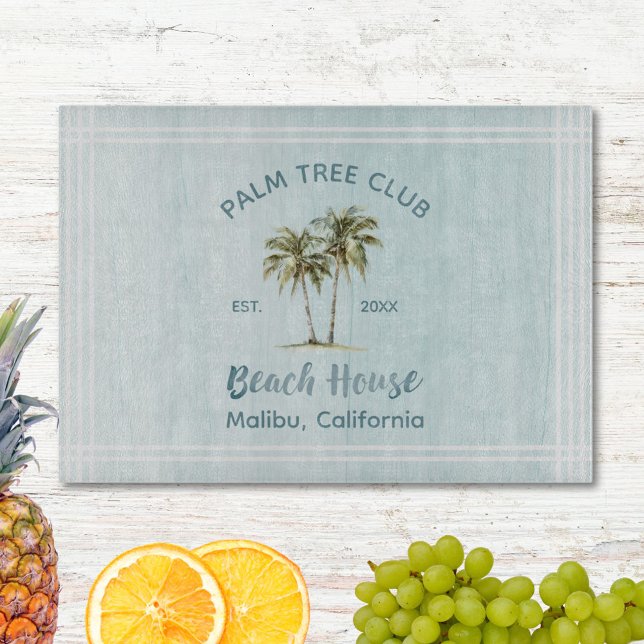 Light Blue Wood Handflatan Träd Modern Beach House (In situ)