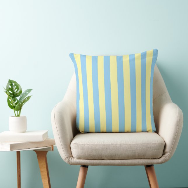 Light Blue & Yellow Striped  Kudde (Stol)