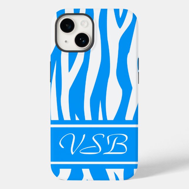 Light Blue Zebra tryck med monogram (Baksida)