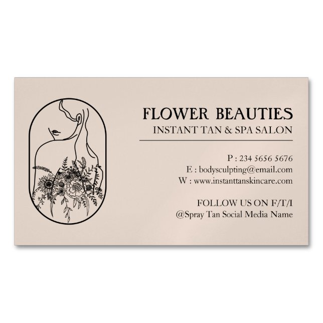 Light Brown Beauty Hair Feminine Woman Tan Magnetiska Visitkort (Framsida)