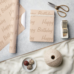 Light Brown Beige Grattis på födelsedagen Presentpapper