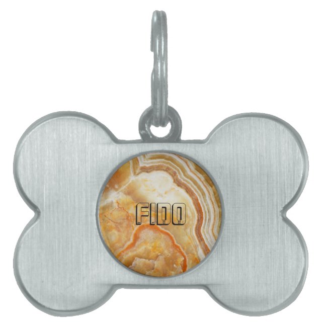 Light Brown & Beige Marble Stone 3 Namnbricka Husdjur (Framsidan)