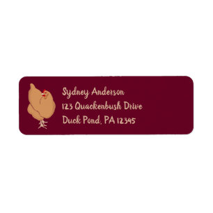 Light Brown Chicken Maroon Returadress Etikett