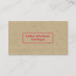 Light Brown Craft Papper Crimson Red Accent Visitkort