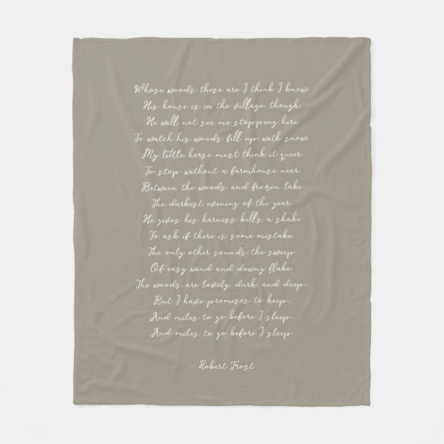 Light Brown Custom Poem Song Lyric Quote  Fleecefilt (Framsidan)