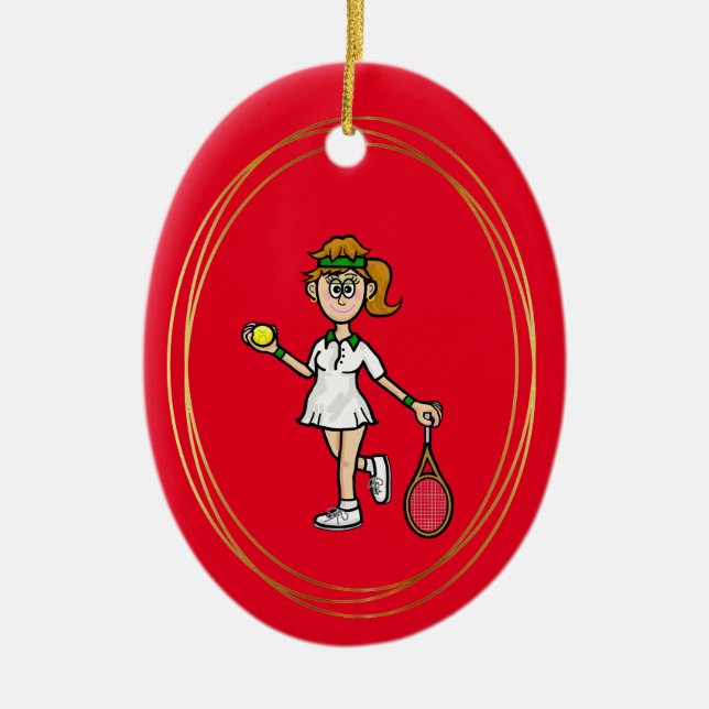 Light Brown Hair Female Tennis Player Ornament (Framsidan)
