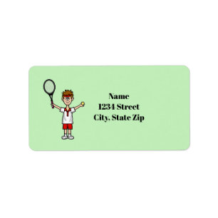 Light Brown Hair Male Tennis Player Labels Adressetikett