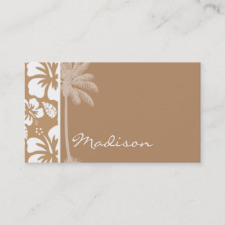 Light Brown Hawaiian Tropical Hibiscus; Handflatan Visitkort