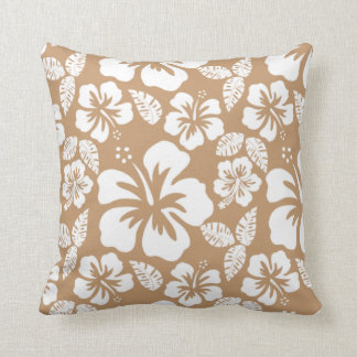 Light Brown Hawaiian Tropical Hibiscus Kudde