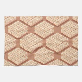 Light brown isometric geometric blocks kökshandduk