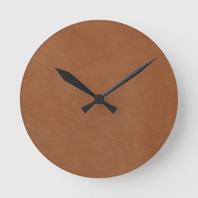 Light Brown Leathers Digital Print Round Clock Rund Klocka (Framsida)